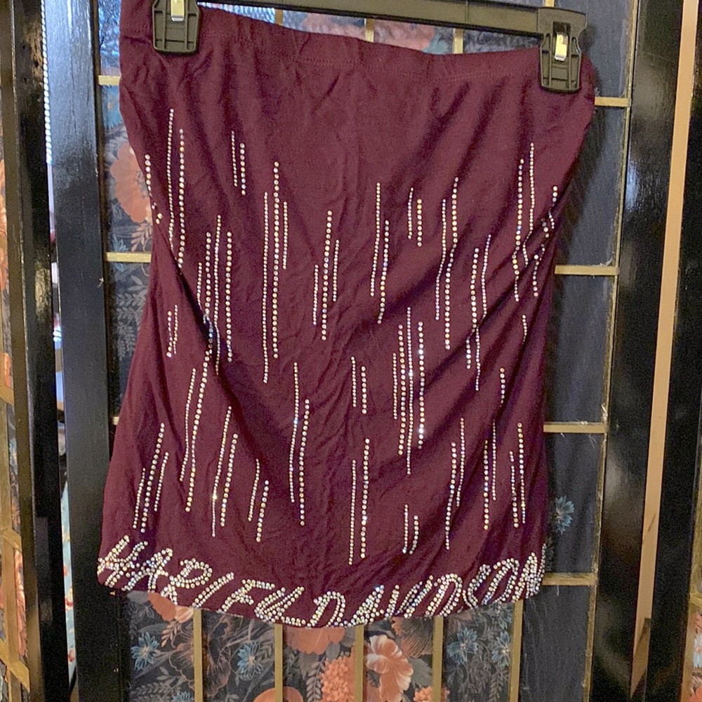 Harley Davidson tube top with rhinestones.